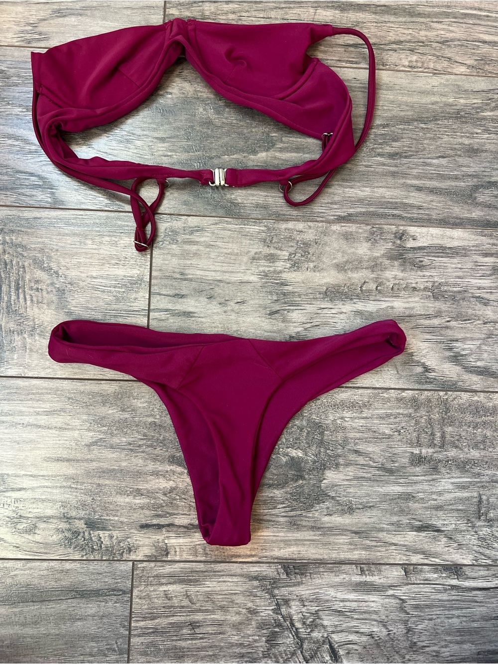 Magenta Underwire Bikini Set with Silver Clasp Hardware